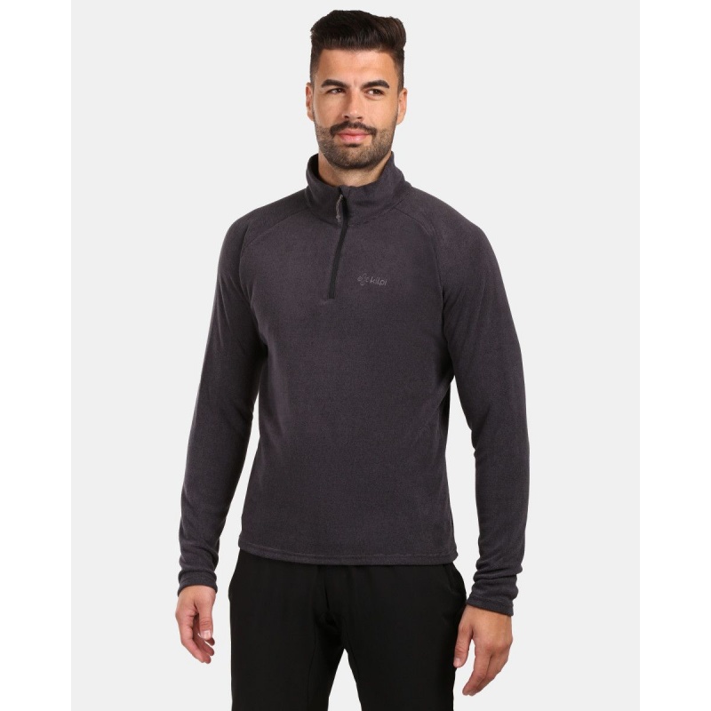 Kilpi Almeri-M cerna ZM0209KIBLK panska fleecova sportovni mikina kratky zip Opti-heat