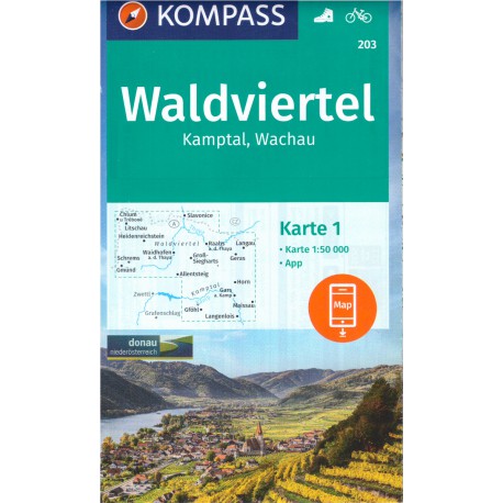 Kompass 203 Waldviertel, Kamptal, Wachau 1:50 000