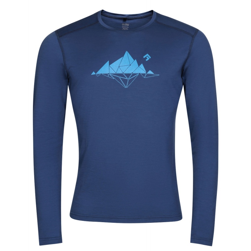 Direct Alpine Furry Long 3.0 navy (glacial lake) panske triko dlouhy rukav Merino