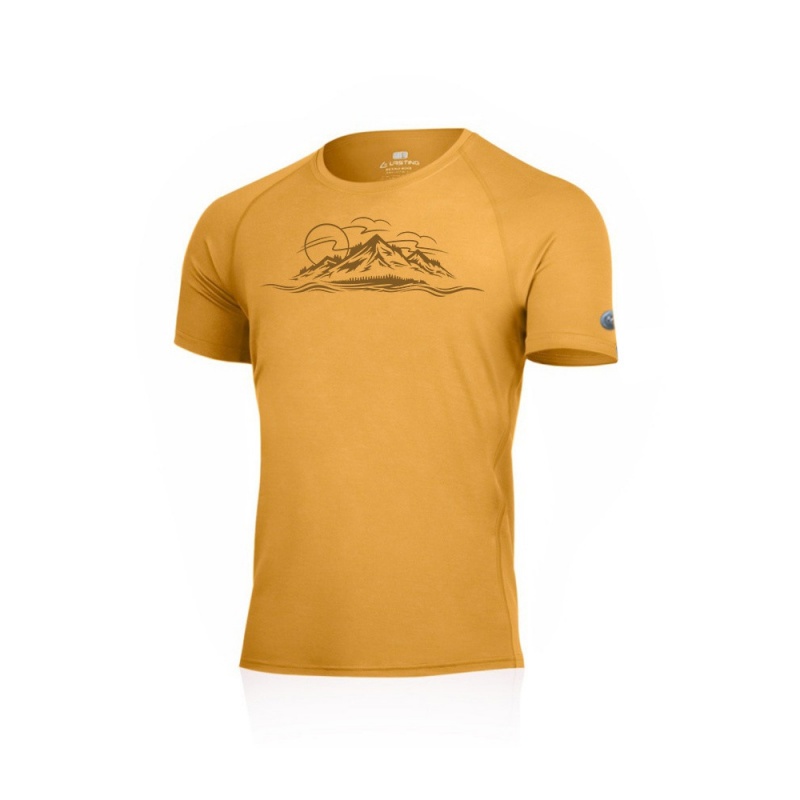 Lasting Livio horcicove zluta 2424 panske fukncni triko s kratkym rukavem 100 Merino vlna