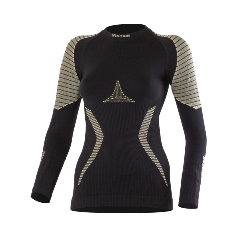 Lasting Werela cerna 9070 damske seamless teplejsi triko s dlouhym rukavem Merino vlna