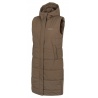 Husky Nilo L brown damska zimni vodeodolna dlouha vesta s kapuci kabat bez rukavu