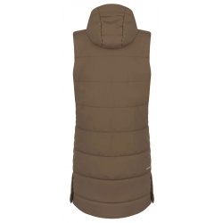 Husky Nilo L brown damska zimni vodeodolna dlouha vesta s kapuci kabat bez rukavu 1