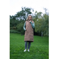 Husky Nilo L brown damska zimni vodeodolna dlouha vesta s kapuci kabat bez rukavu 3