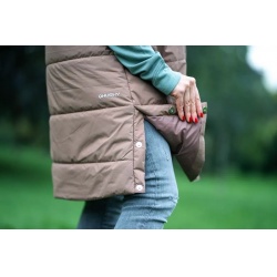 Husky Nilo L brown damska zimni vodeodolna dlouha vesta s kapuci kabat bez rukavu 5