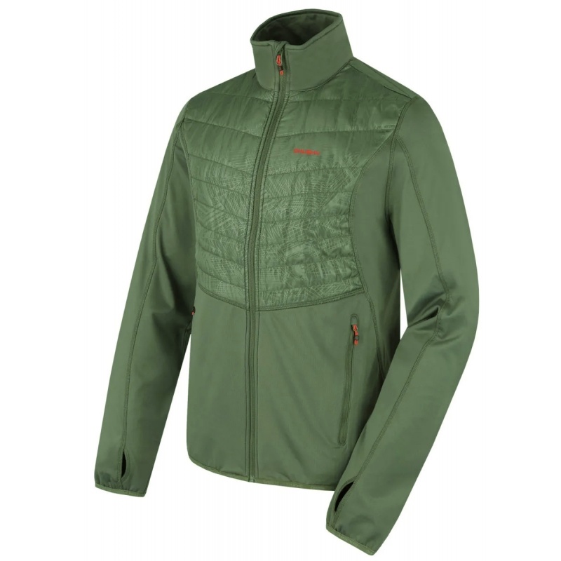 Husky Airy M khaki panska funkcni hybridni sportovni mikina / bunda