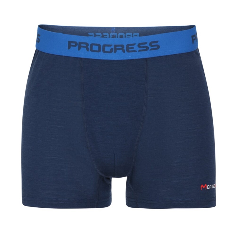 Progress MW SKN 170 tmave modra panske sportovni boxerky 100% merino vlna