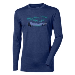 Progress Loki Aurora tmave modra panske triko dlouhy rukav 100% Merino vlna
