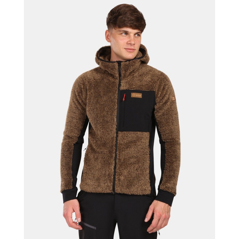 Kilpi Norka-M hneda ZM0204KIBRN panska fleecova plysova mikina Opti-Heat