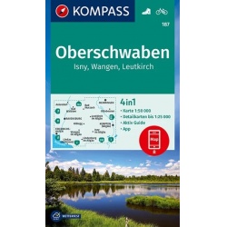 Kompas 187 Oberschwaben, Isny, Wangen, Leutkirch 50 000 turisticka mapa