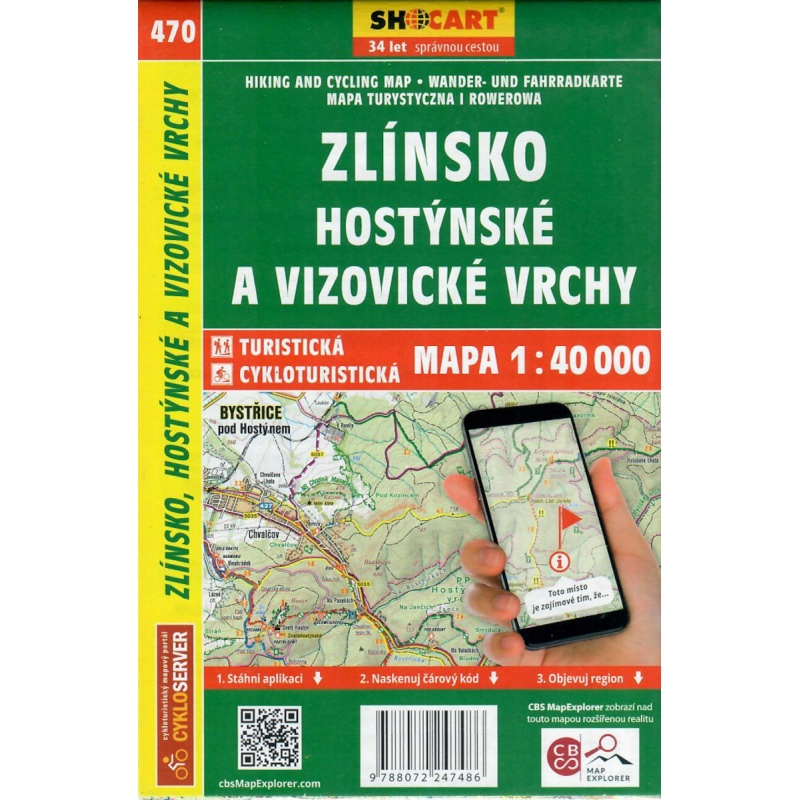 SHOCart 470 Zlinsko, Hostynske a Vizovicke vrchy 40 000 turisticka mapa