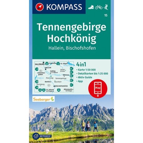 Kompass 15 Tennengebirge, Hochkönig, Hallein, Bischofshofen 1:50 000