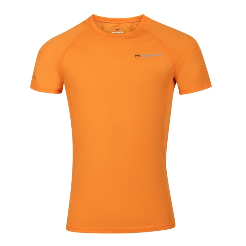 Progress MA NKR 125 oranzova panske funkcni triko kratky rukav Merino Airlite
