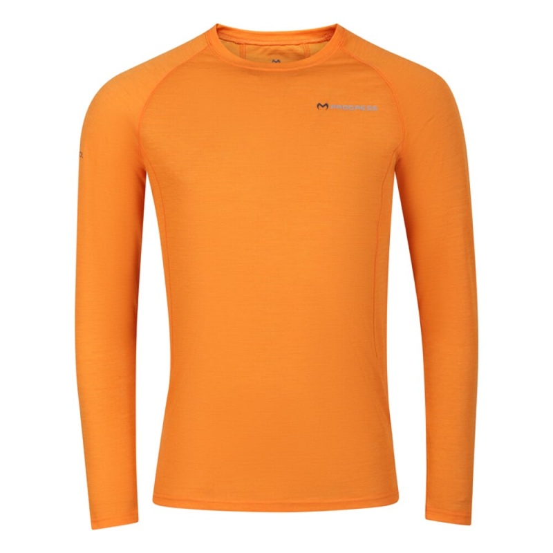 Progress MA NDR 125 oranzova panske funkcni triko dlouhy rukav Merino Airlite