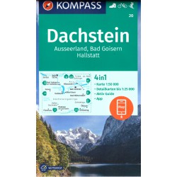 Kompass 20 Dachstein, Ausseerland, Bad Goisern, Hallstatt 1:50 000 turistická mapa Oblast