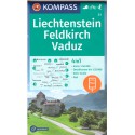 Kompass 21 Liechtenstein, Feldkirch, Vaduz 1:50 000 turistická mapa