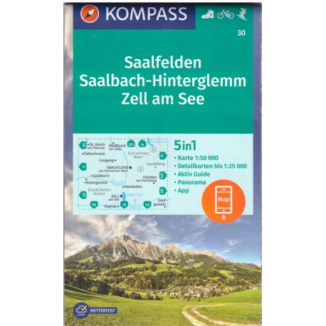 Kompass 30 Saalfelden, Saalbach, Zell am See 1:50 000