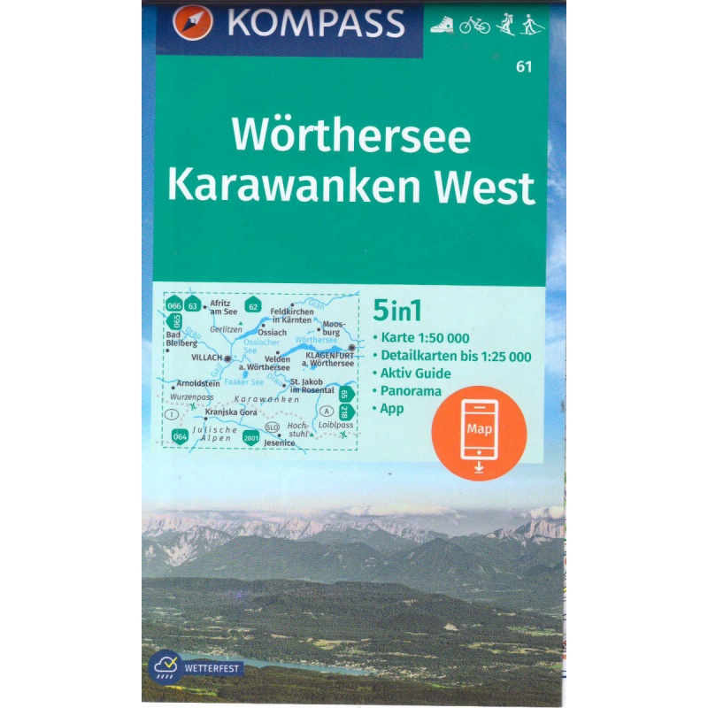 Kompas 61 Worthersee Karawanken zapad 50 000