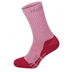 Husky All Wool ruzova vysoke trekove ponozky Merino vlna