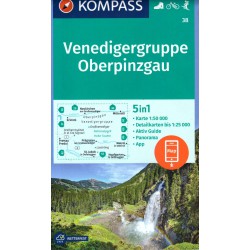 Kompass 38 Venedigergruppe, Oberpinzgau 1:50 000 turistická mapa