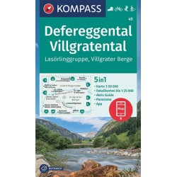 Kompass 45 Defereggental, Villgratental, Lasörlinggruppe 1:50 000 turistická mapa