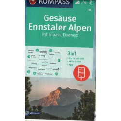Kompass 69 Gesäuse, Ennstaler Alpen, Pyhrnpass, Eisenerz 1:35 000 turistická mapa