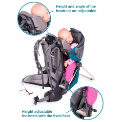 Corazon Panda tyrkysova + Stupacky + Plastenka + Operka hlavy detske nositko set 2