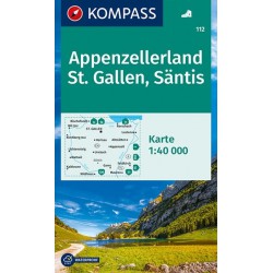 Kompass 112 Appenzellerland, St.Gallen, Säntis 1:40 000 turistická mapa