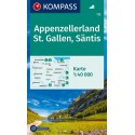 Kompass 112 Appenzellerland, St.Gallen, Säntis 1:40 000 turistická mapa