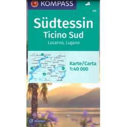 Kompass 111 Südtessin, Ticino jih, Locarno, Lugano 1:40 000 turistická mapa