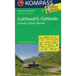 Kompass 108 Gotthard/S. Gottardo, Grimsel, Susten, Oberalp 1:40 000 turistická mapa