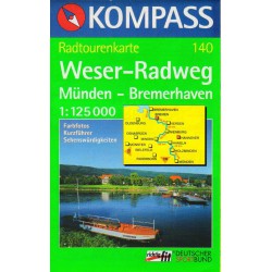 Kompass 140 Weser-Radweg, Münden - Bremerhaven 1:125 000 cykloturistická mapa