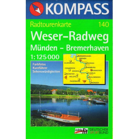 Kompass 140 Weser-Radweg, Münden - Bremerhaven  1:125 000