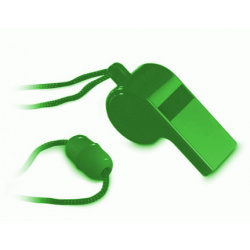 Plastova pistalka na krk se snurkou zelena