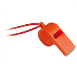 Plastova pistalka na krk se snurkou oranzova