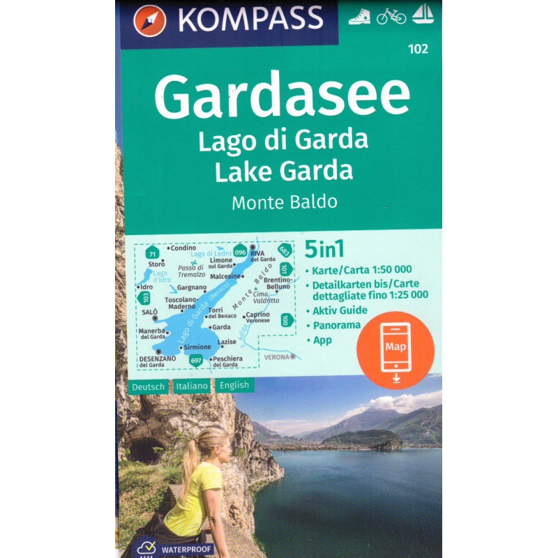 Kompas 102 Lago di Garda, Monte Baldo 50 000