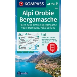 Kompas 104 Alpi Orobie, Bergamasche, Valle Brembana, V. Seriana 50 000 turisticka mapa