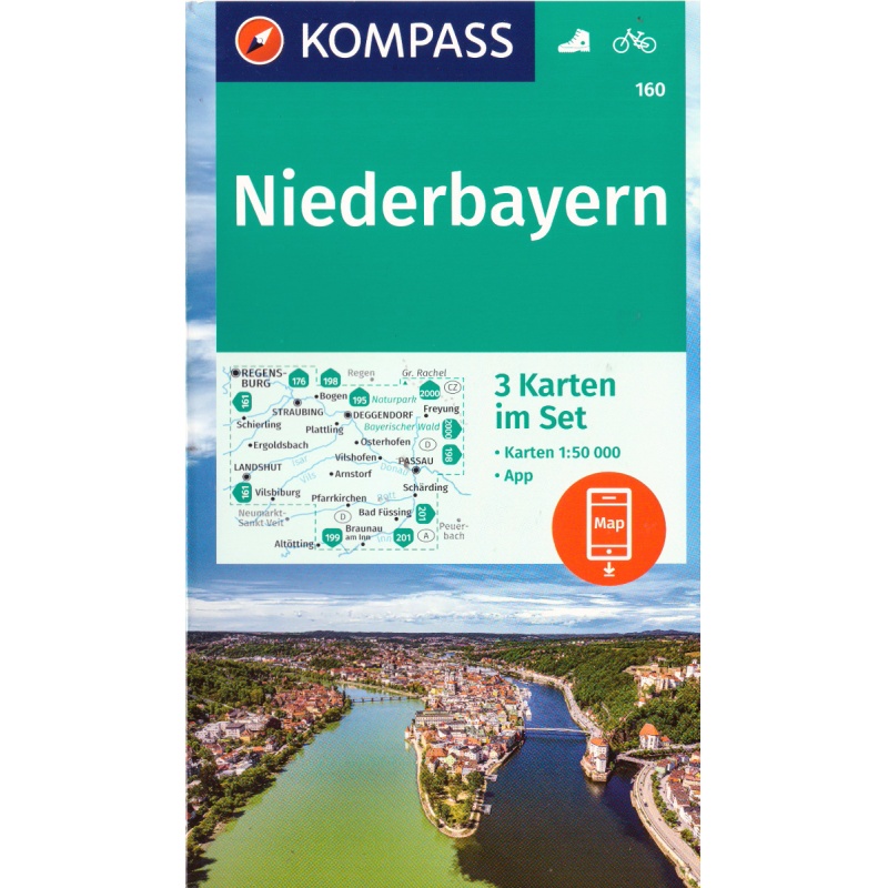 Kompas 160 Niederbayern Dolni Bavorsko 50 000 turisticka mapa