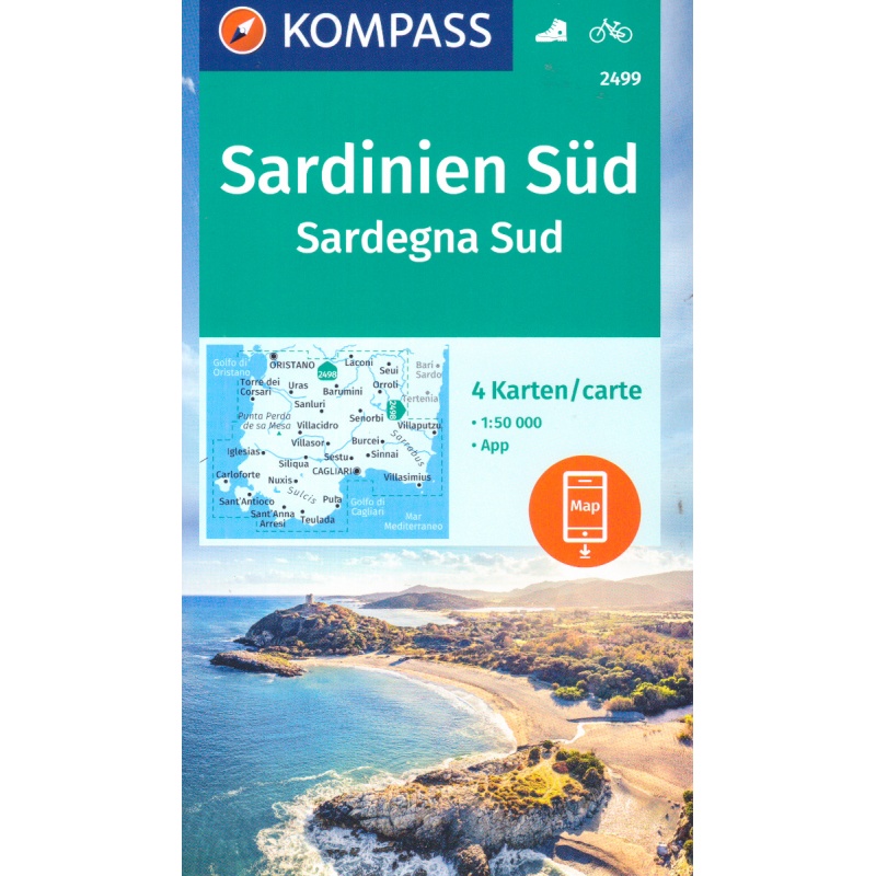 Kompas 2499 Sardegna Sud Sardinie jih 50 000 turisticka mapa