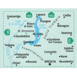 Kompas 106 Lago d Iseo, Valle Trompia, Franciacorta 50 000 turisticka mapa oblast