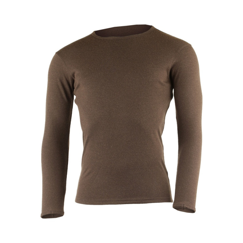 Lasting Belo tmave hneda 7777 panske funkcni triko dlouhy rukav 100% Merino vlna 230g