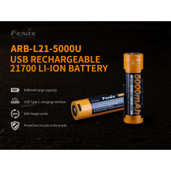 Fenix Nahradni akumulator 21700 5000mAh s USB-C Li-Ion 1