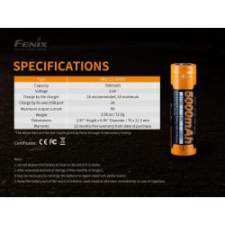 Fenix Nahradni akumulator 21700 5000mAh s USB-C Li-Ion 7