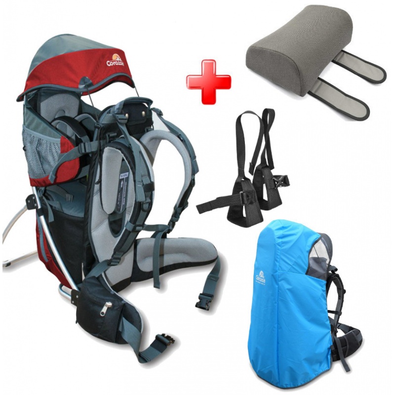 Corazon Panda + Stupacky + Plastenka + Operka hlavy detske nositko cervena