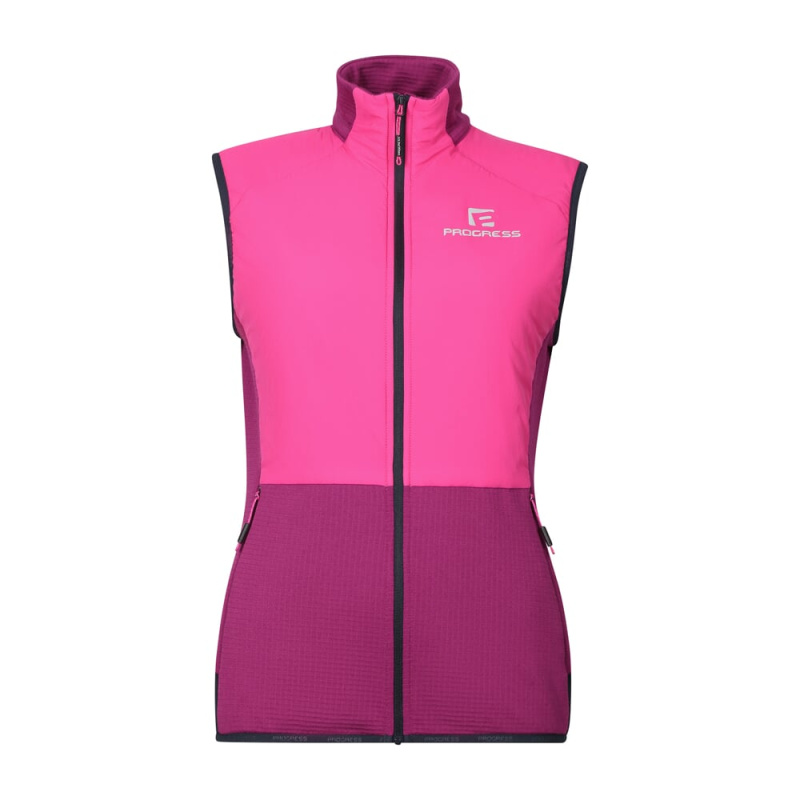 Progress Tarja Vest fuchsie/ostruzina damska hybridni vesta s merino vlnou DWR