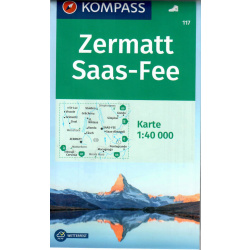 Kompas 117 Zermatt Saas Fee 40 000 turisticka mapa
