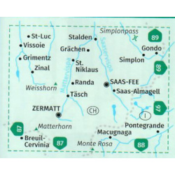 Kompas 117 Zermatt Saas Fee 40 000 turisticka mapa Oblast