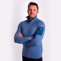 Progress Logan modrošedá pánská funkční rychleschnoucí sportovní mikina krátký zip 2