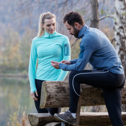 Progress Logan modrošedá pánská funkční rychleschnoucí sportovní mikina krátký zip 4