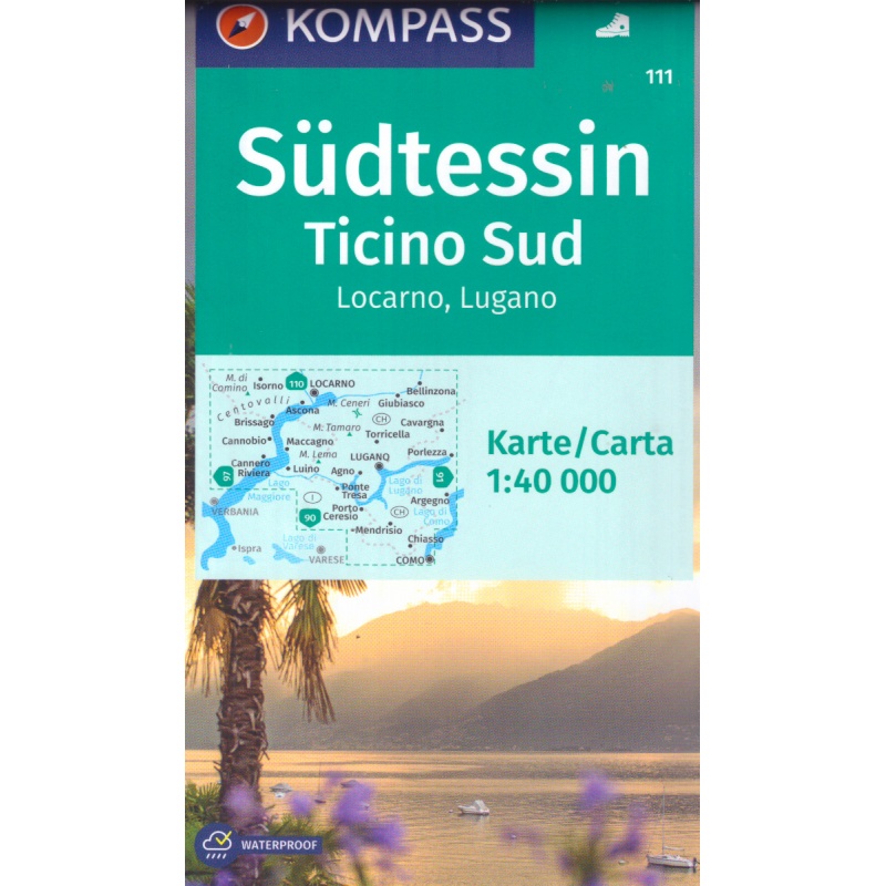 Kompas 111 Sudtesin, Ticino Sud, Locarno, Lugano 40 000 turisticka mapa